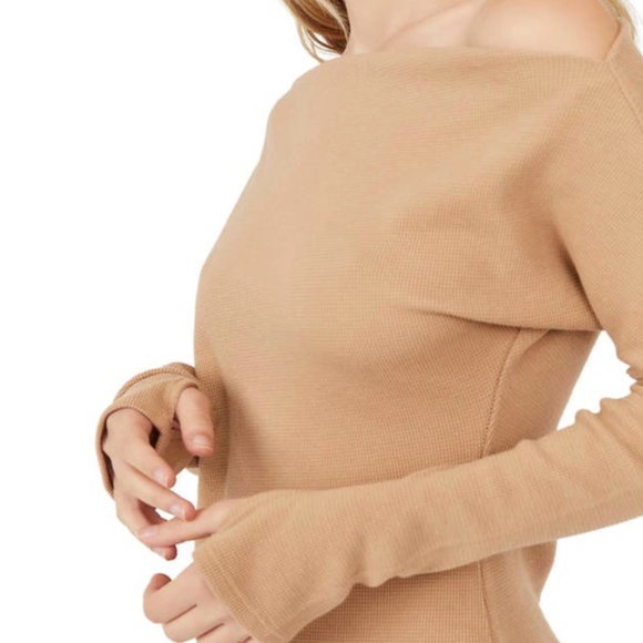 Free People We The Free Fuji Off The Shoulder Thermal Top Pale Camel - Picture 9 of 11